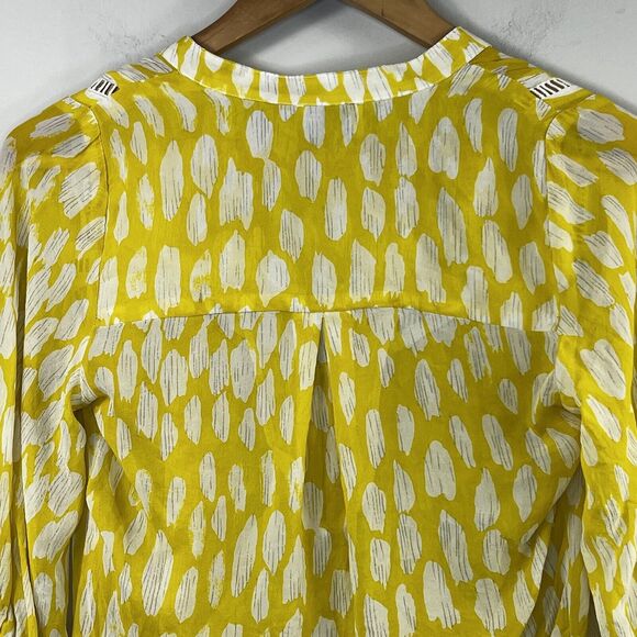 Anthropologie Dolan Yellow Semi Sheer Silk Blouse Size XS Pop Over - Picture 10 of 12